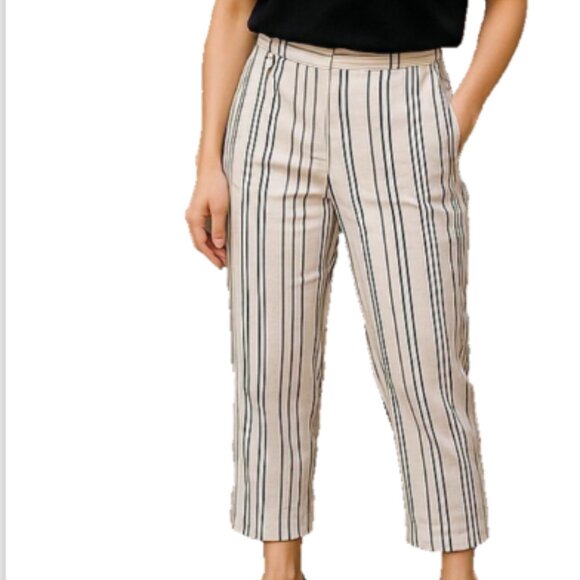 Black White Striped Capri Pants size 18 NEW Woman Black/White/Gray - Picture 1 of 13
